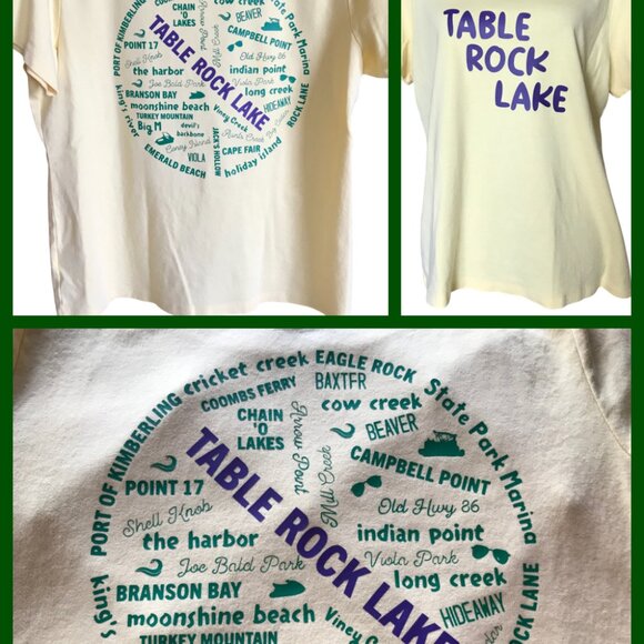 Upcycled Table Rock Lake T-Shirt: Landmarks & Marinas Graphics, Women's XL - Picture 14 of 14